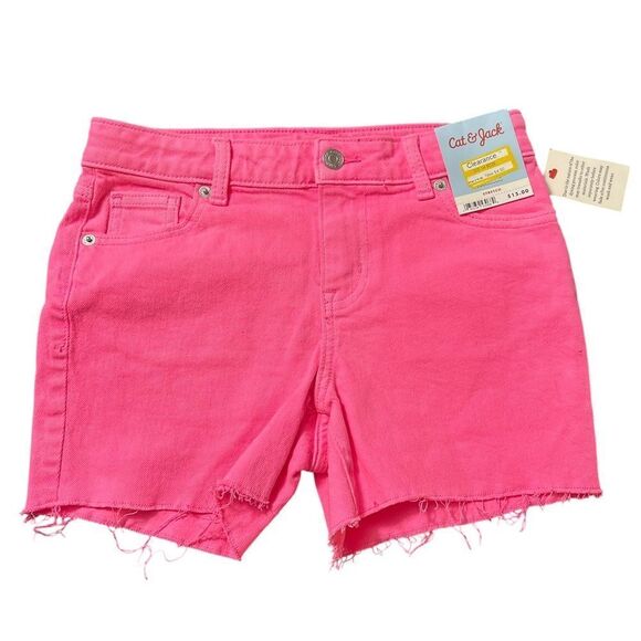 Nwt cat & jack pink denim shorts 10/12 stretch - Picture 1 of 2